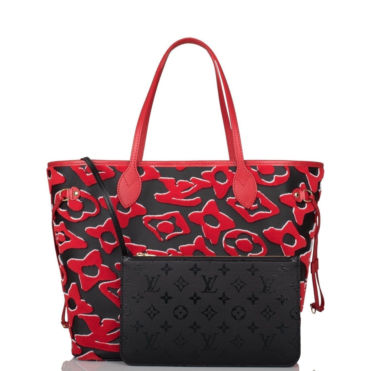 Louis Vuitton x UF Black and Red Tufted Monogram Neverfull MM