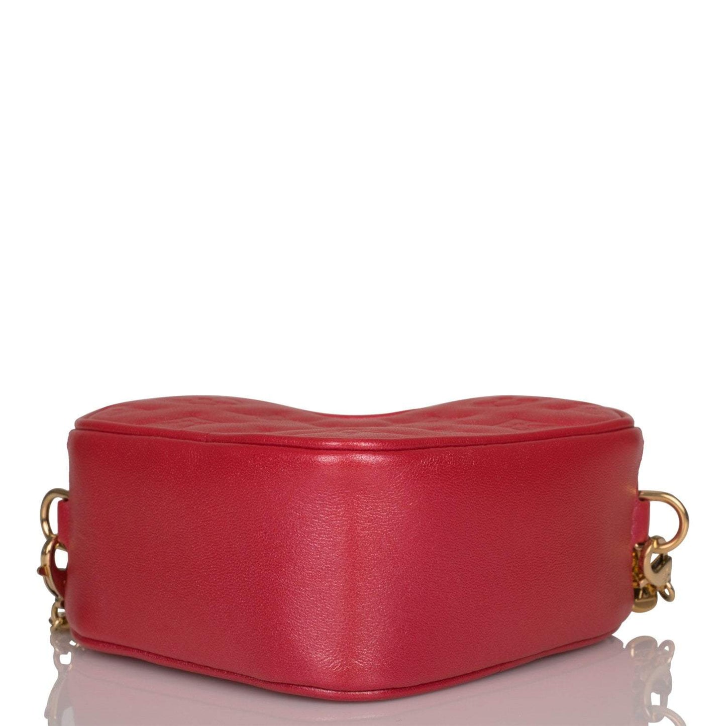 Louis Vuitton Red Lambskin Embossed Monogram Heart On Chain Crossbody