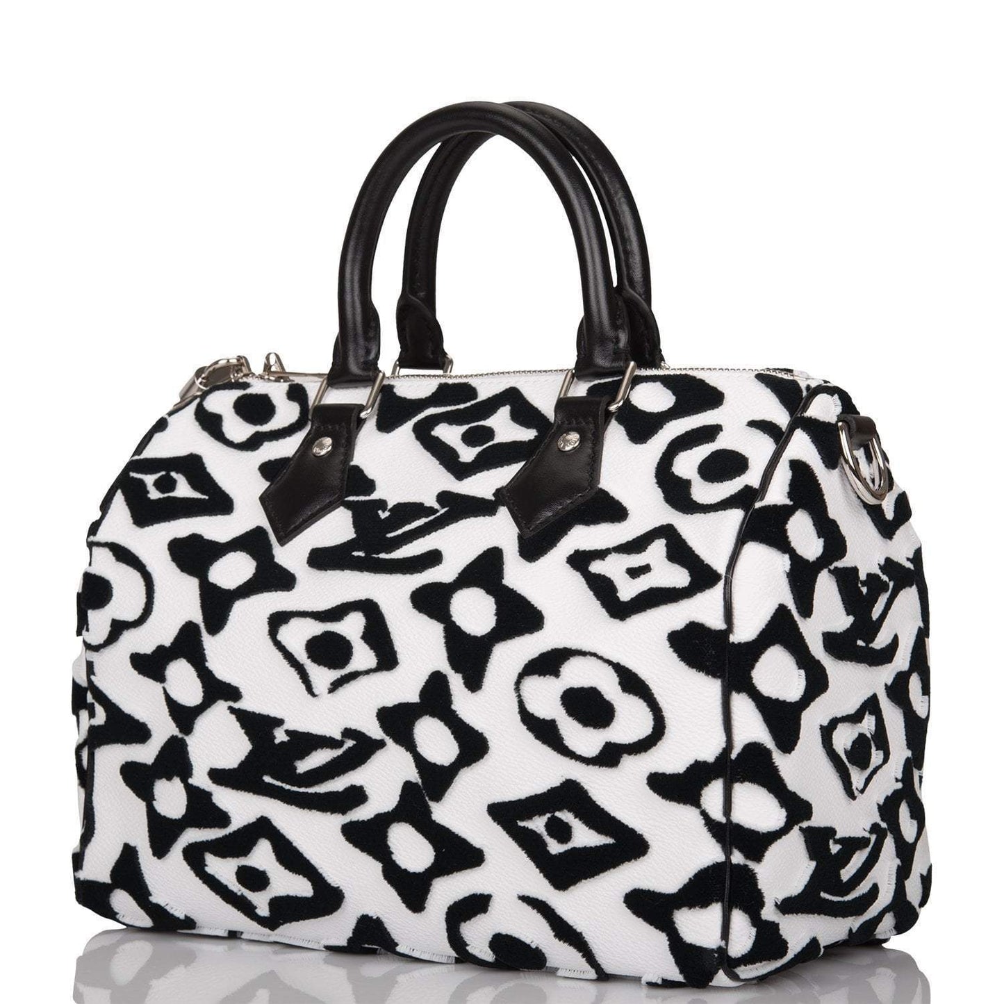 Louis Vuitton x UF Black and White Tufted Monogram Speedy Bandouliere 25