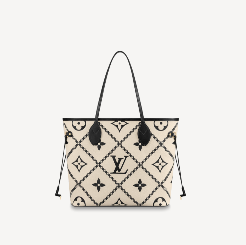 Louis Vuitton Embroidered Cream Neverfull LV M46039