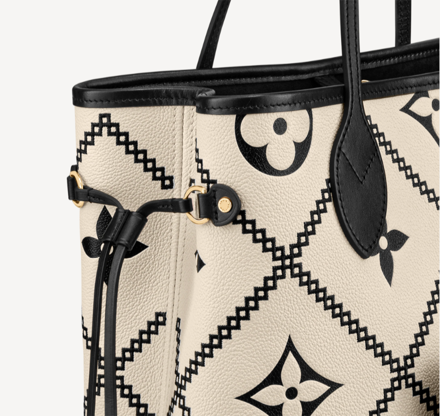 Louis Vuitton Embroidered Cream Neverfull LV M46039