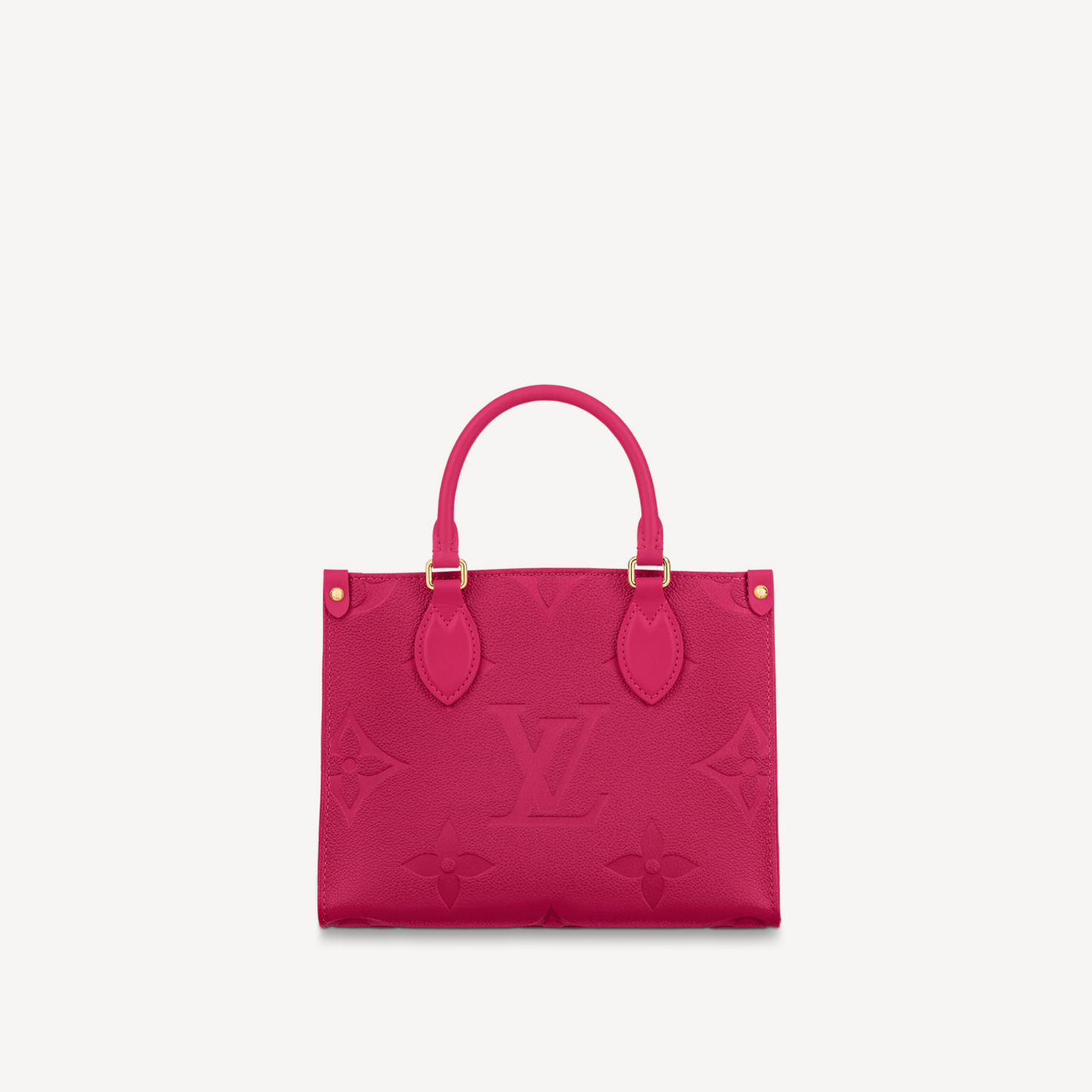 Fuchsia Embossed Grained Leather On-the-Go Tote Bag, PM Size