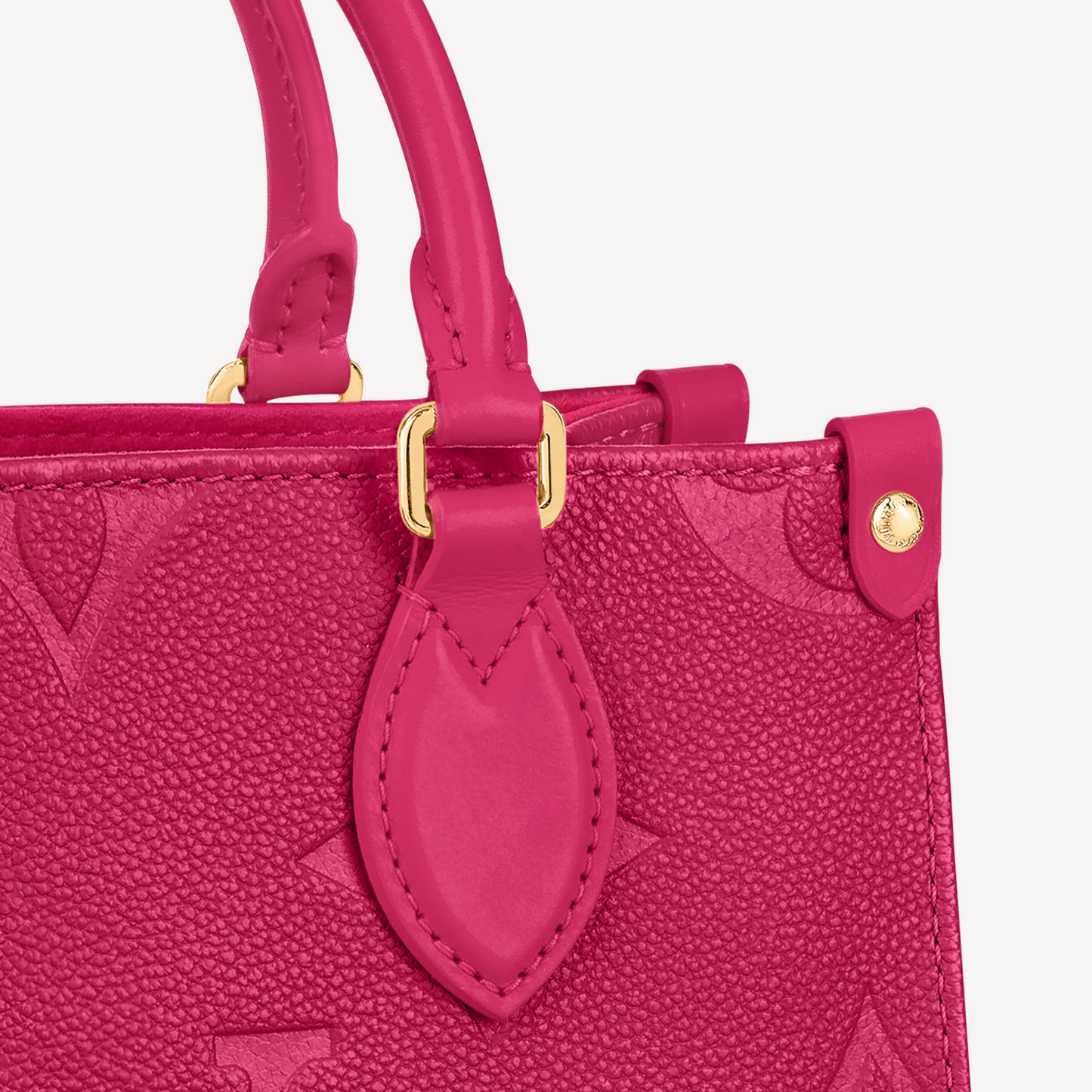 Fuchsia Embossed Grained Leather On-the-Go Tote Bag, PM Size