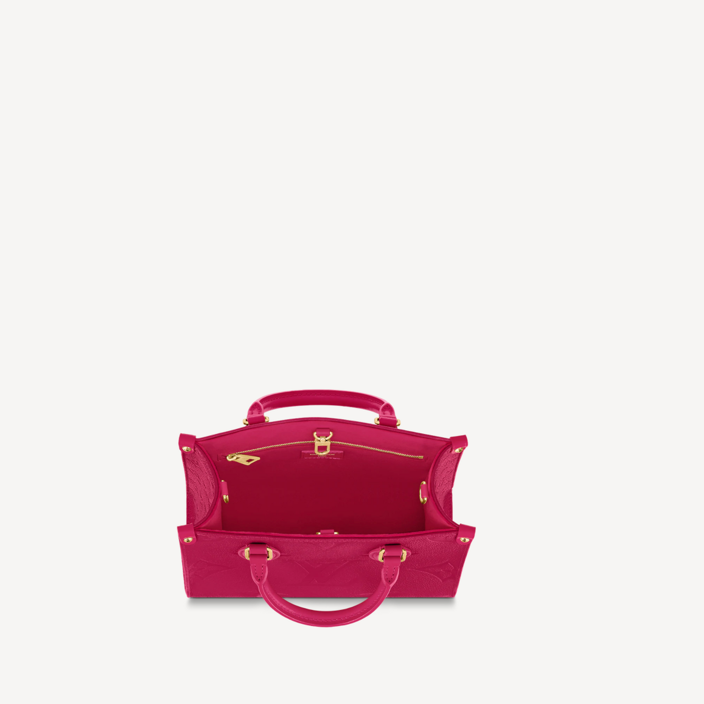 Fuchsia Embossed Grained Leather On-the-Go Tote Bag, PM Size