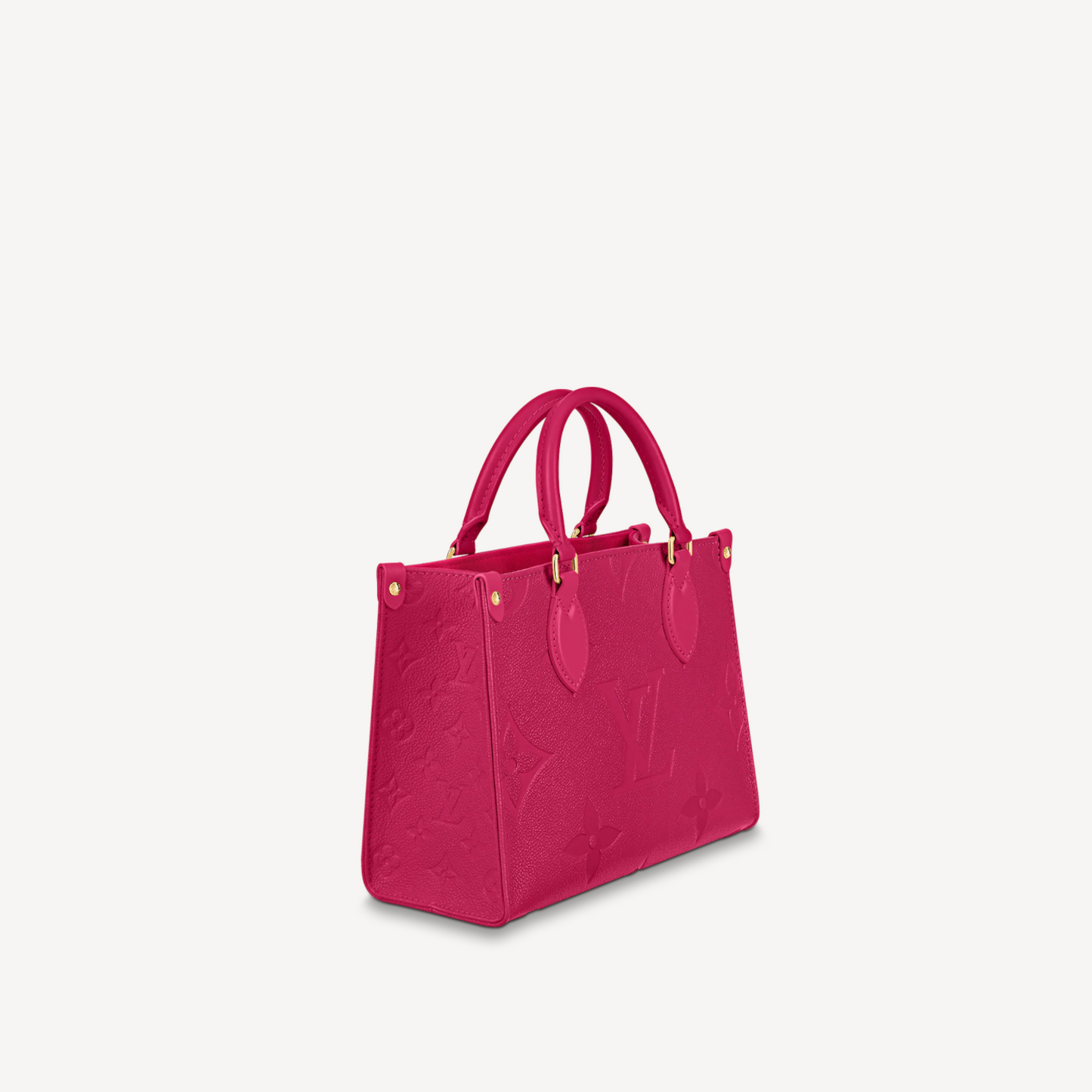 Fuchsia Embossed Grained Leather On-the-Go Tote Bag, PM Size