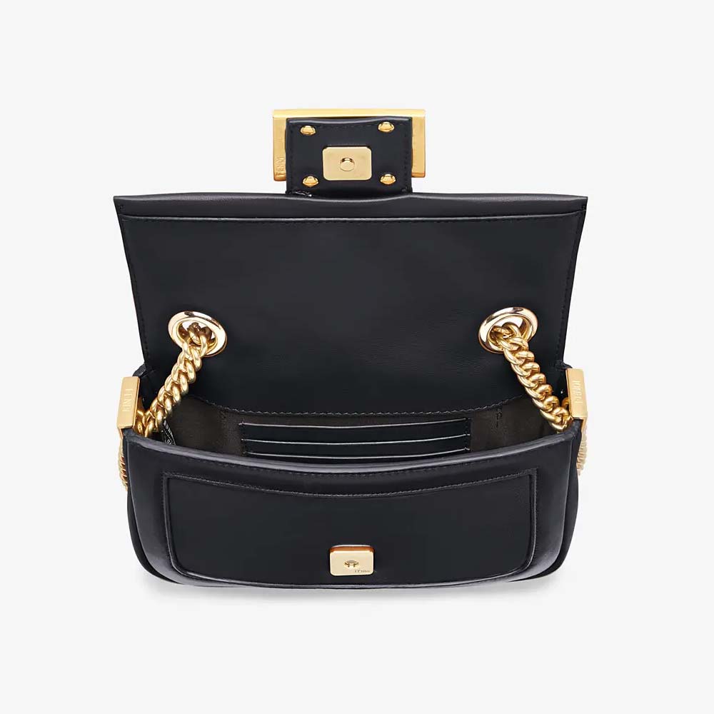 MINI BAGUETTE CHAIN Black Nappa Leather Bag