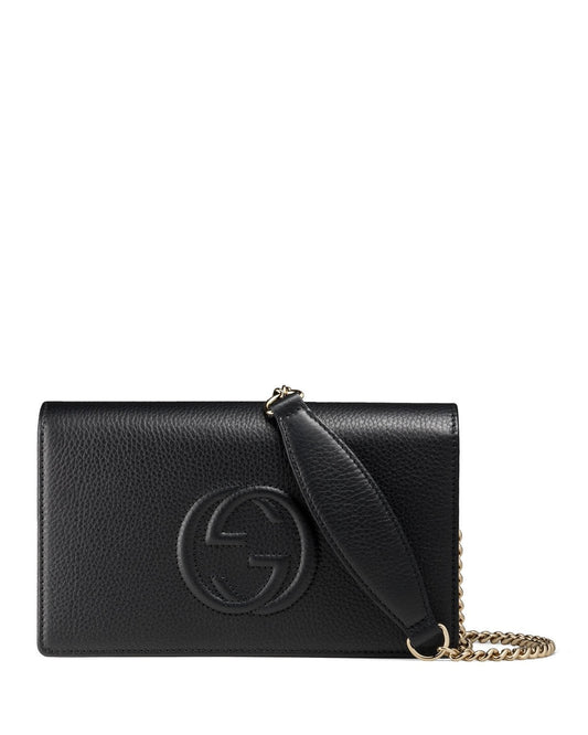 Soho Disco Leather Wallet On Chain Crossbody Black