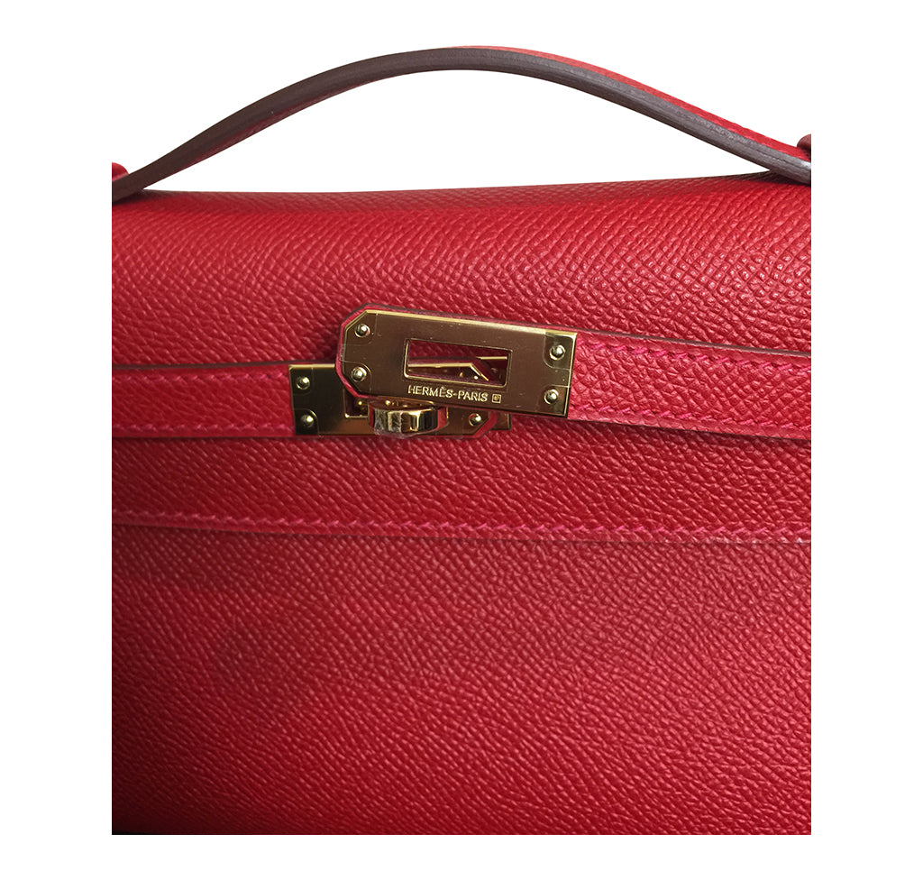 Hermès Kelly Pochette Mini Rouge Casaque Epsom GHW Bag