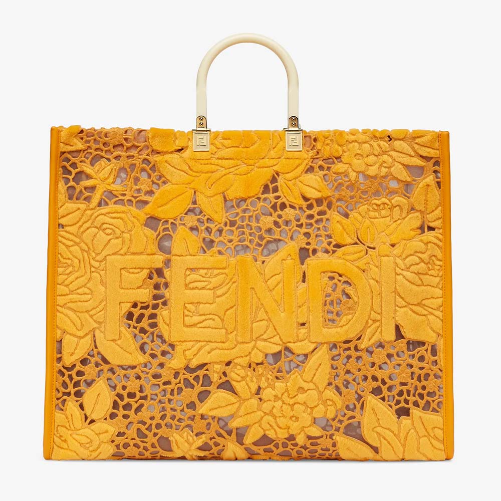 SUNSHINE SHOPPER Orange Embroidered Mink Shopper