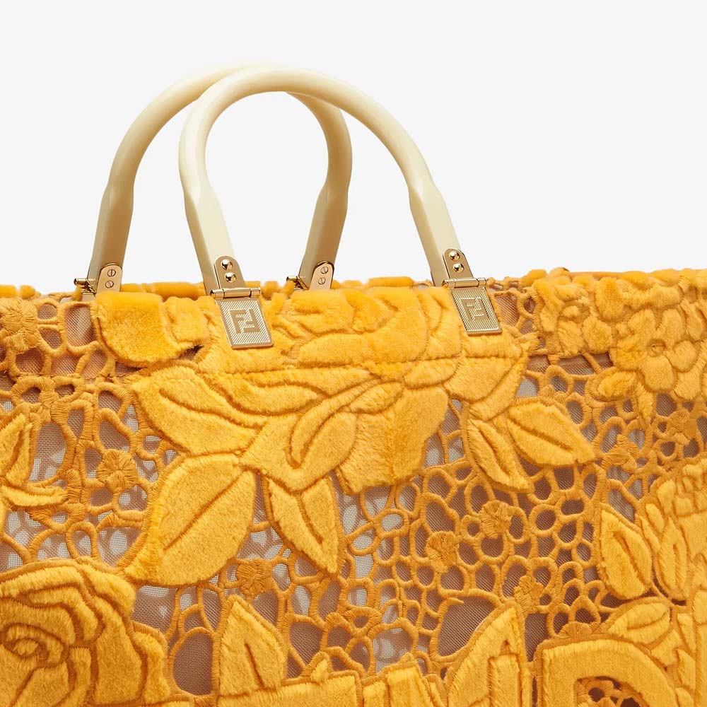 SUNSHINE SHOPPER Orange Embroidered Mink Shopper