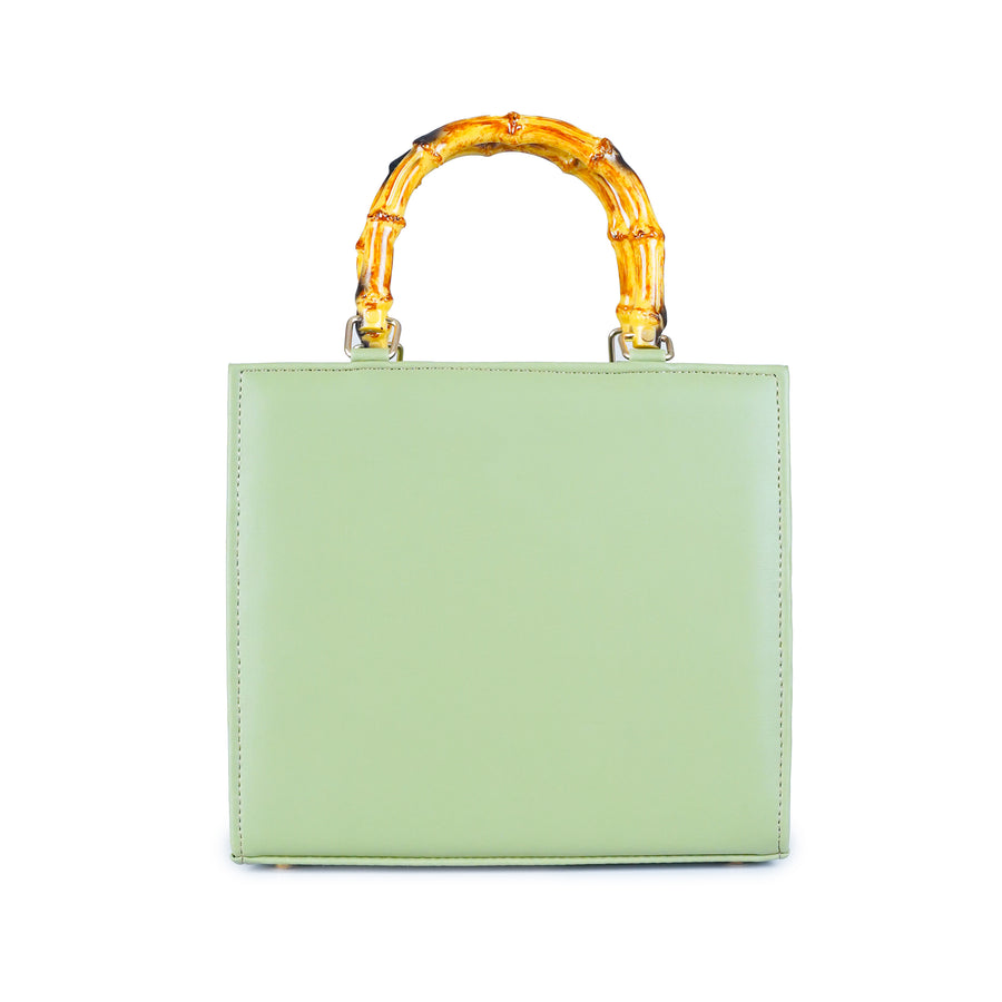 Tea Green Bamboo Handle Bag