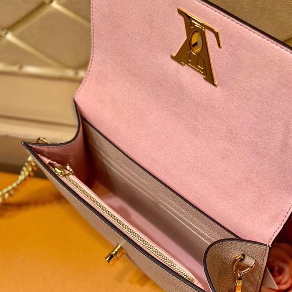 Louis Vuitton Twist Chain Wallet Light Pink Grain Leather