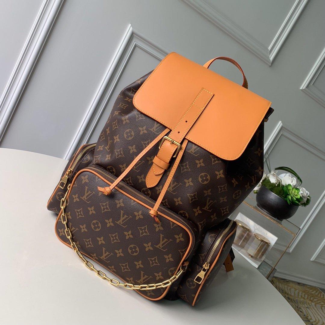 Louis Vuitton Trio Backpack Travel Bag M44658 Gold Chain Monogram LV