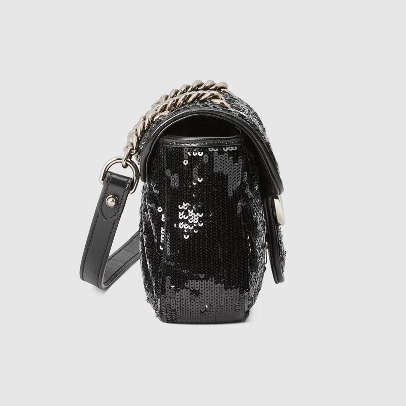 GG Marmont mini sequin shoulder bag Black Leather