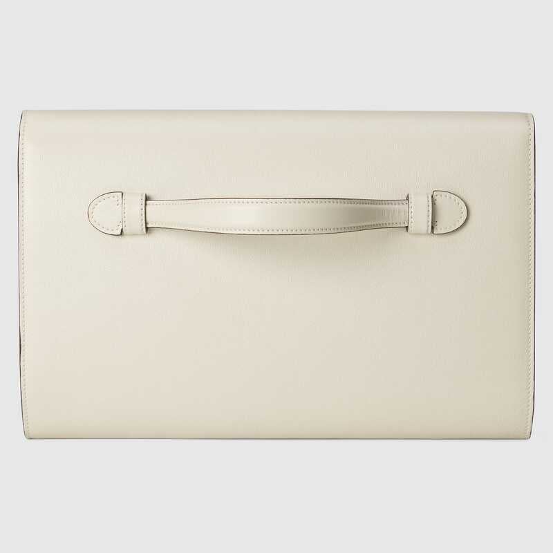 Clutch with Double G White leather