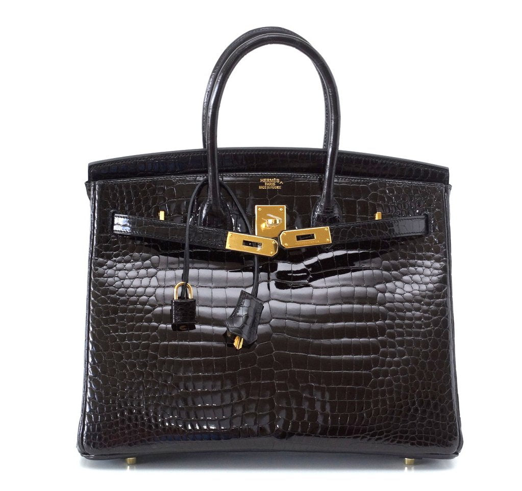 Hermès Birkin 35 Porosus Crocodile Noir GHW Bag