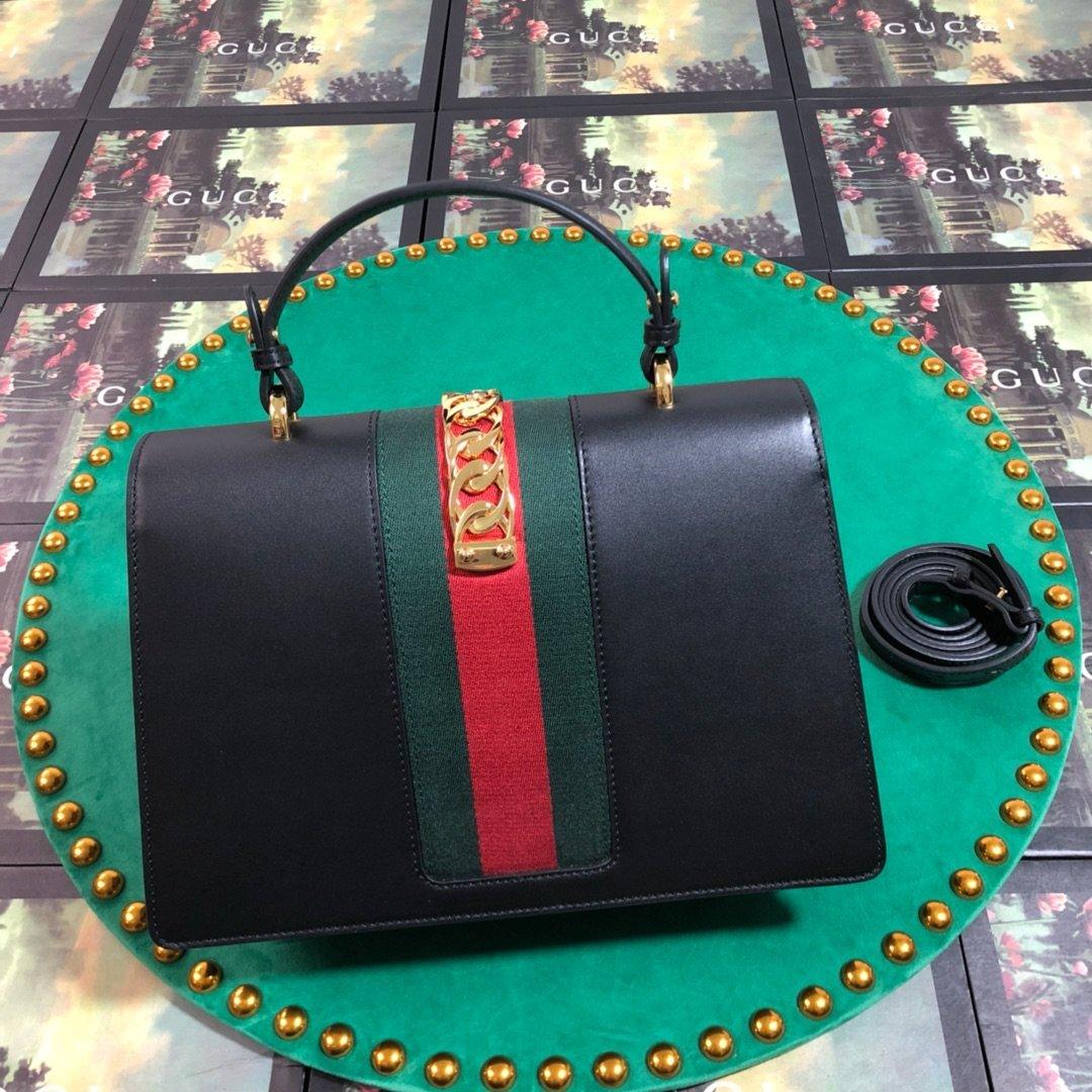 Gucci GG Sylvie Leather Medium Top Handle Bag