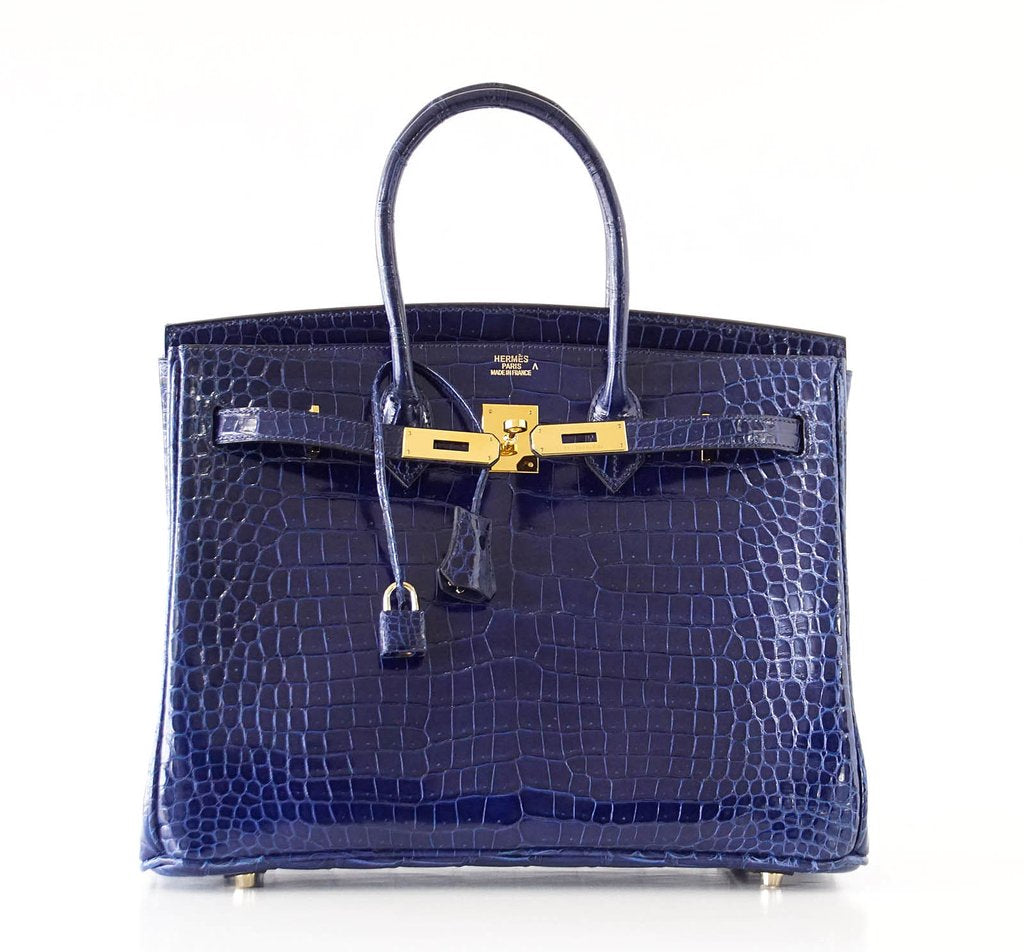 Hermès Birkin 35 Blue Sapphire Crocodile GHW Bag