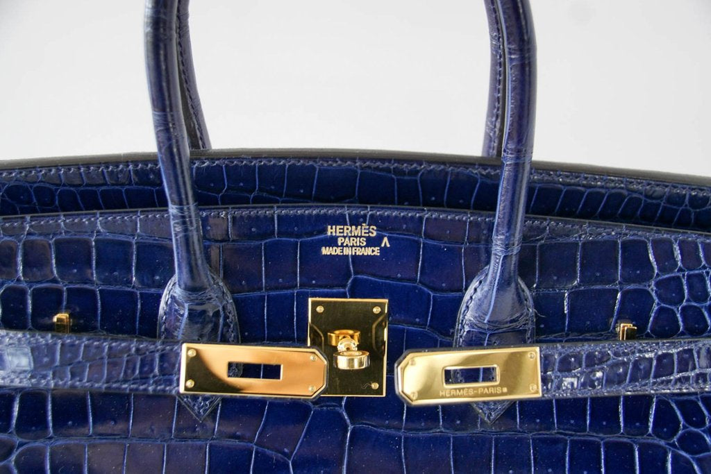 Hermès Birkin 35 Blue Sapphire Crocodile GHW Bag