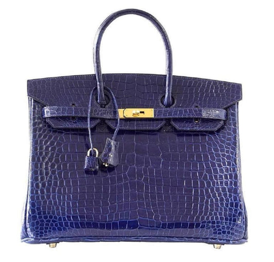 Hermès Birkin 35 Blue Sapphire Crocodile GHW Bag