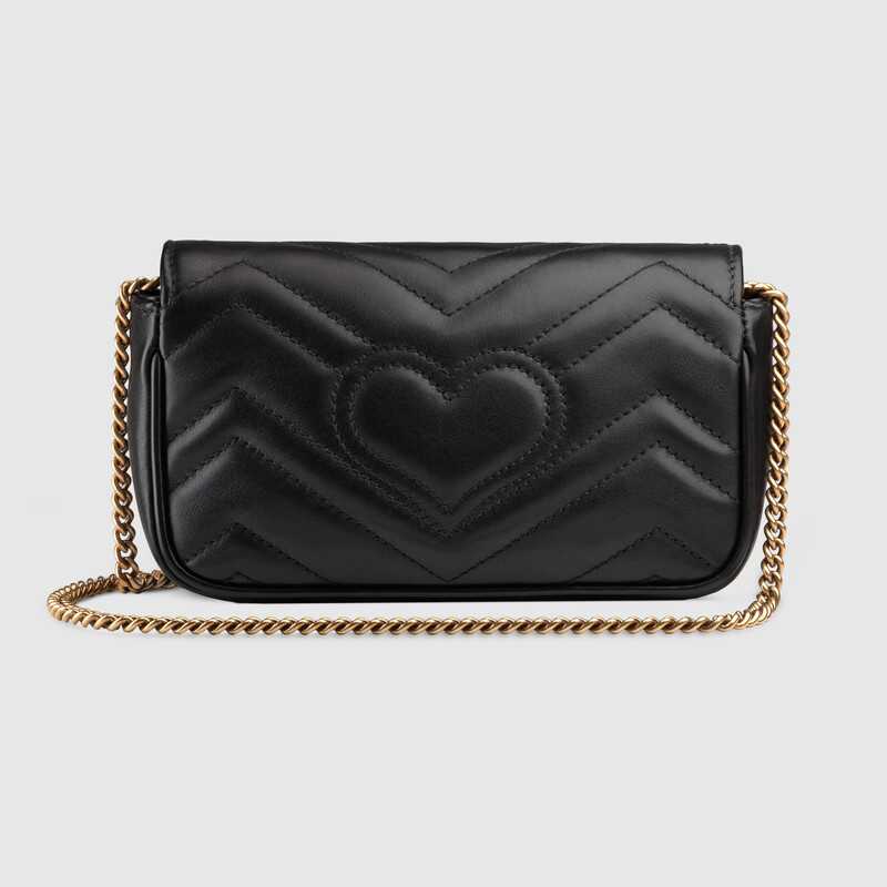 GG Marmont matelassé leather super mini bag Black leather