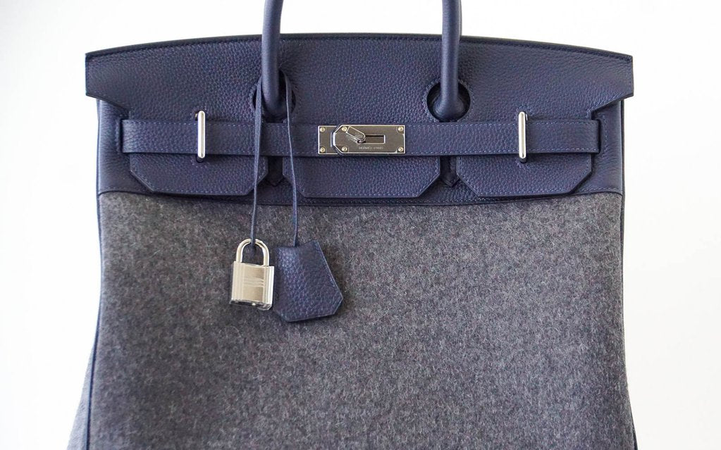 Hermès Birkin 40 HAC Gris Wool Blue Togo PHW Bag