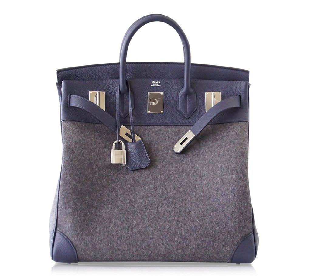 Hermès Birkin 40 HAC Gris Wool Blue Togo PHW Bag