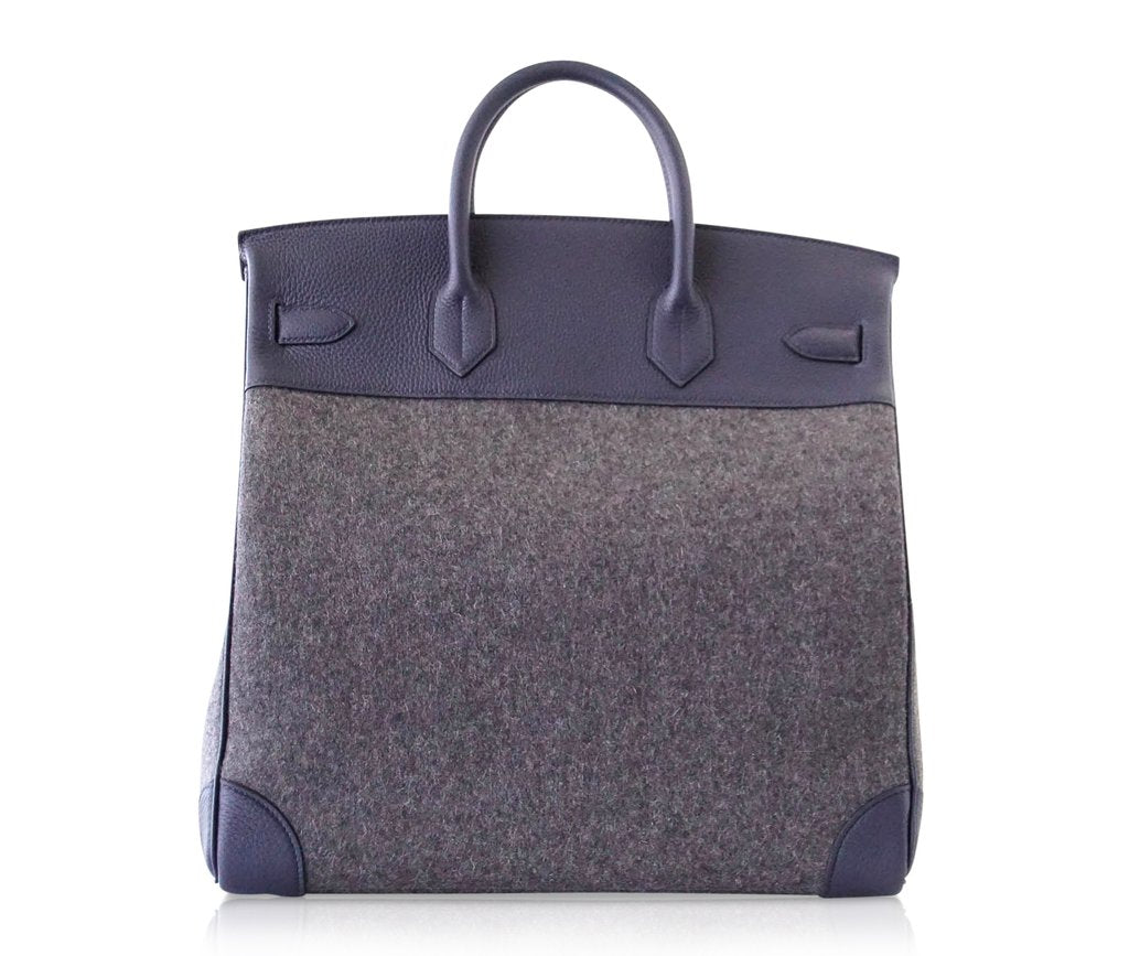 Hermès Birkin 40 HAC Gris Wool Blue Togo PHW Bag