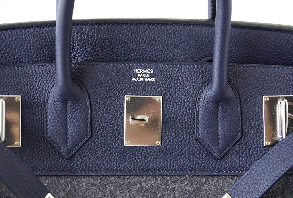 Hermès Birkin 40 HAC Gris Wool Blue Togo PHW Bag