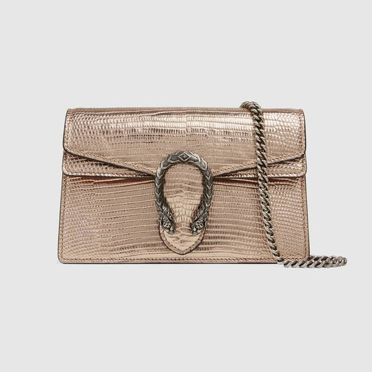 GUCCI Dionysus lizard super mini bag Gold Leather