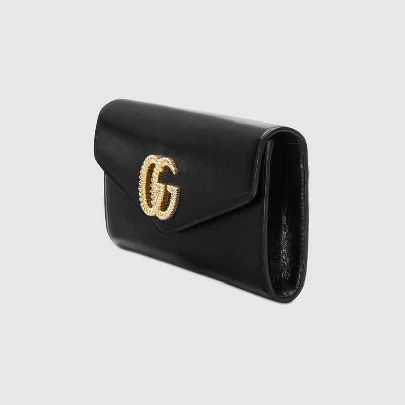 Broadway leather clutch with Double G Black leather