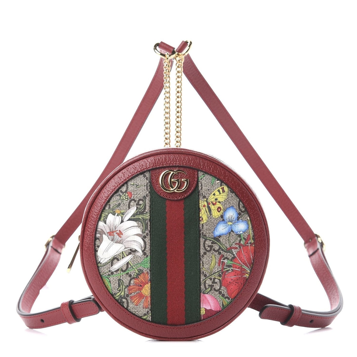 Gucci Ophidia Red GG Supreme Canvas Flora Print Backpack