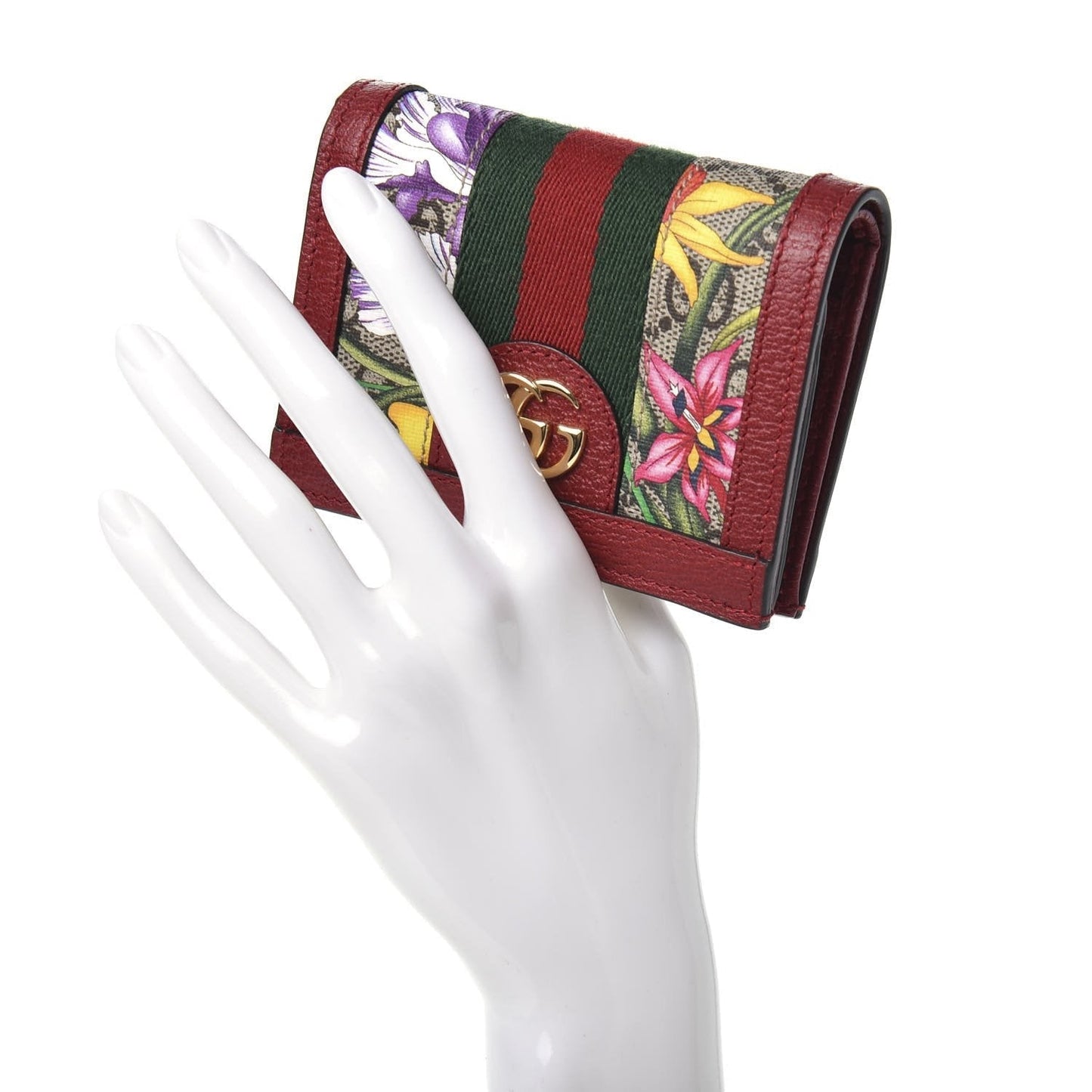 Gucci Ophidia Red Supreme Coated Canvas Gg Floral Wallet Bifold Wallet