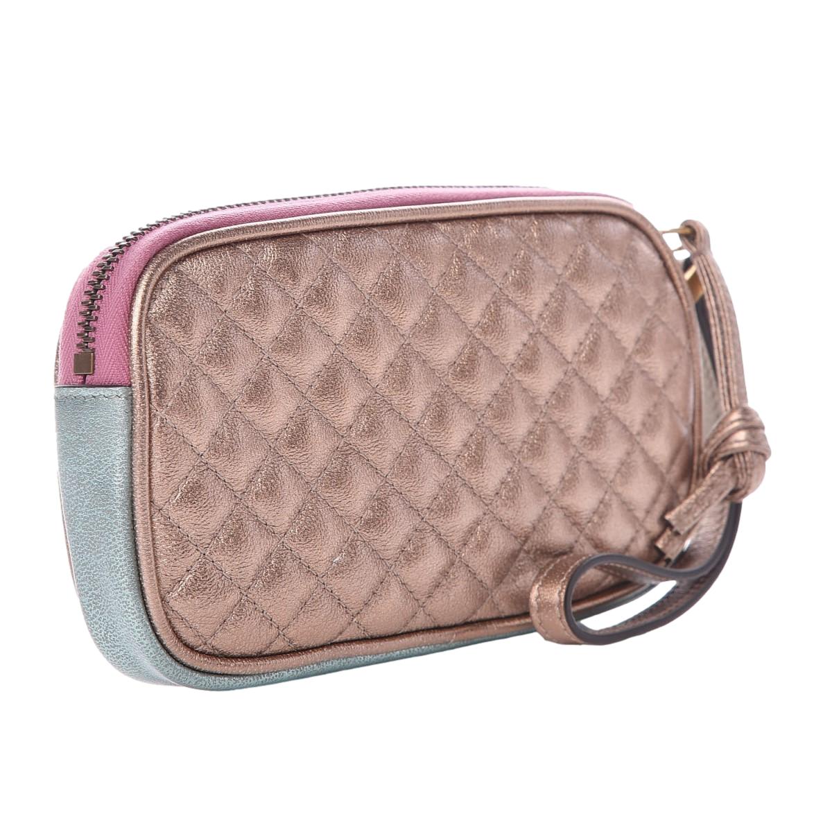 Gucci Women's Dionysus Logo Quilted Laminated Pink Blue Metallic Clutch