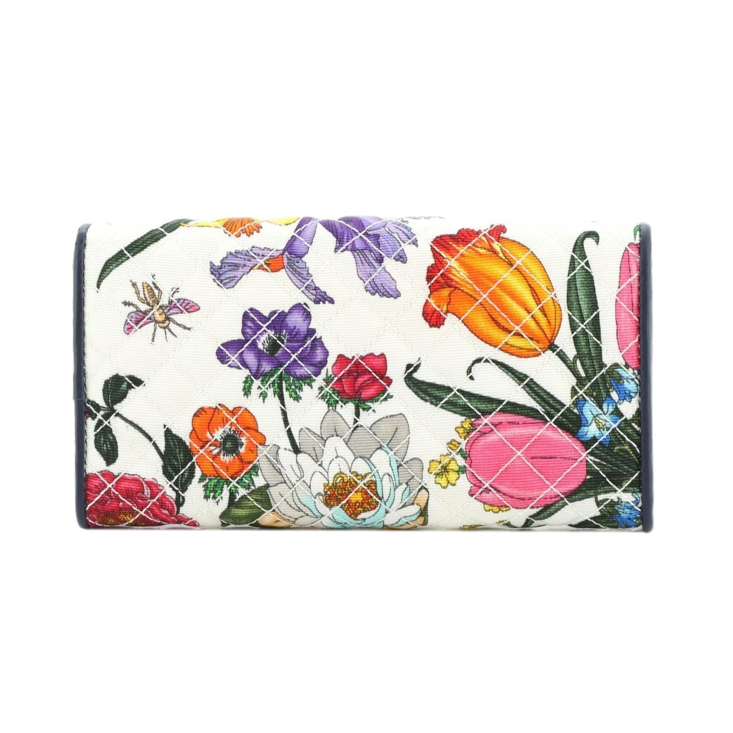 Gucci Zumi Floral Horsebit Quilted Canvas Continental Wallet