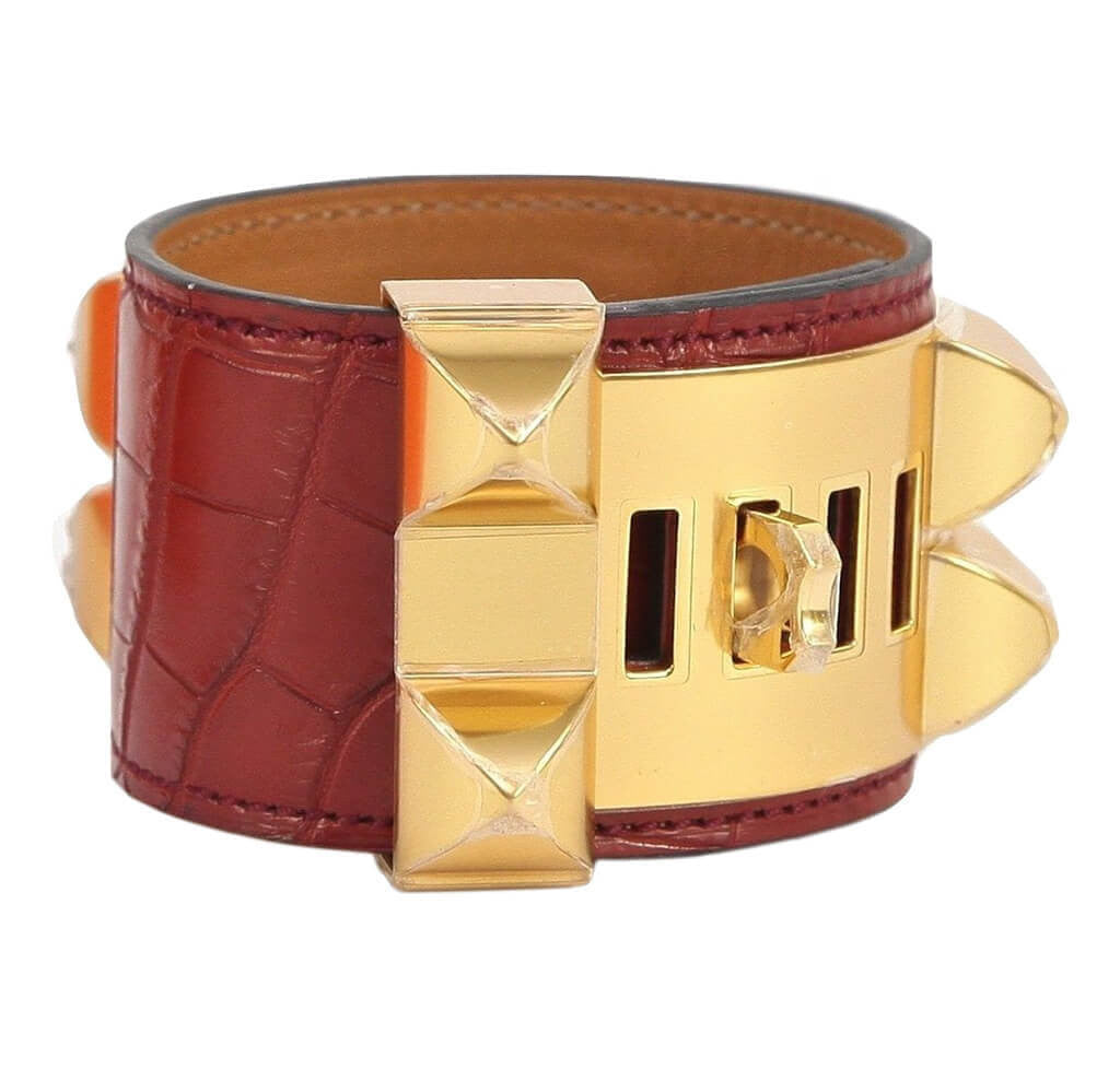 Hermès Collier de Chien Bracelet Rouge Alligator