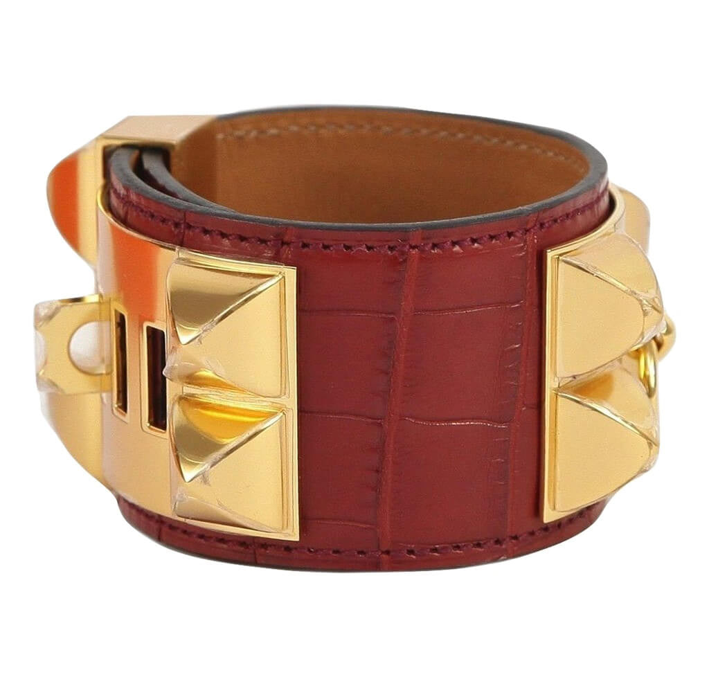 Hermès Collier de Chien Bracelet Rouge Alligator