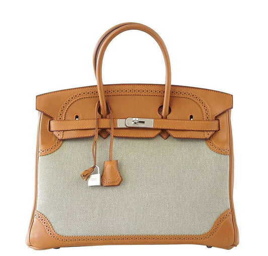 Hermès Birkin Ghillies 35 Bag Barenia Toile