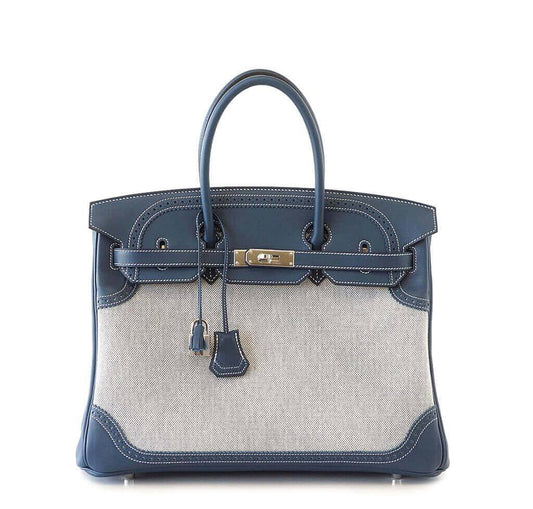 Hermès Ghillies Birkin 35 Blue Bag PHW