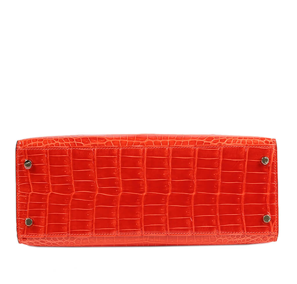 Hermès Porosus Crocodile Kelly 28 Geranium