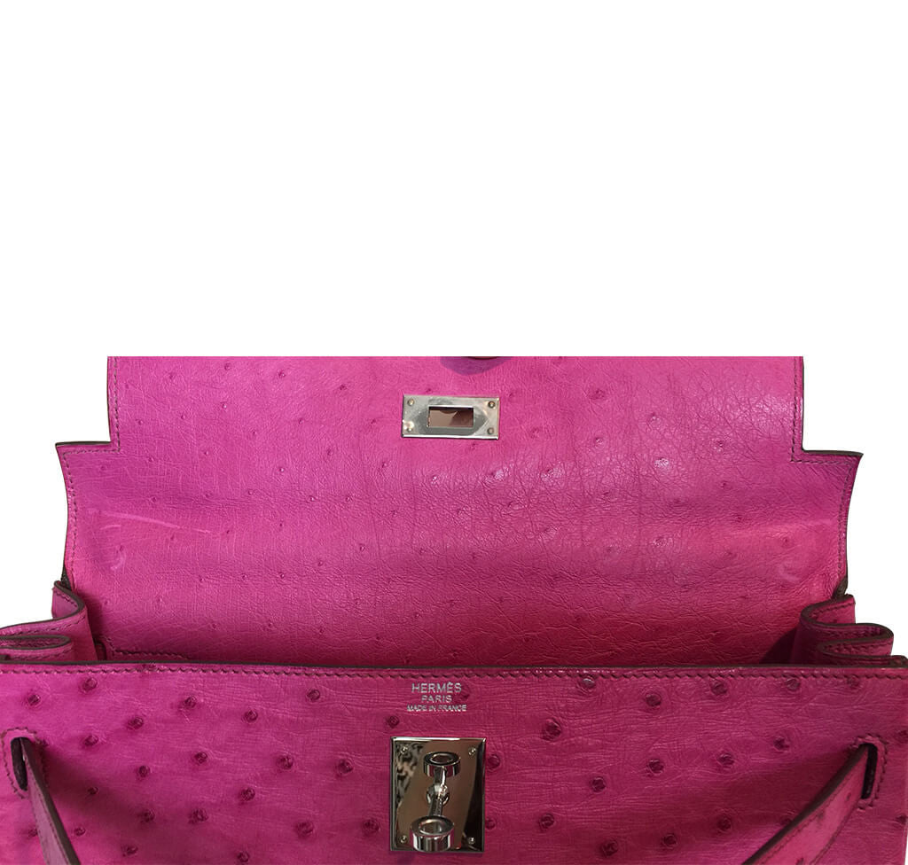 Hermès Kelly Ostrich Bag 32cm Pink Fuchsia