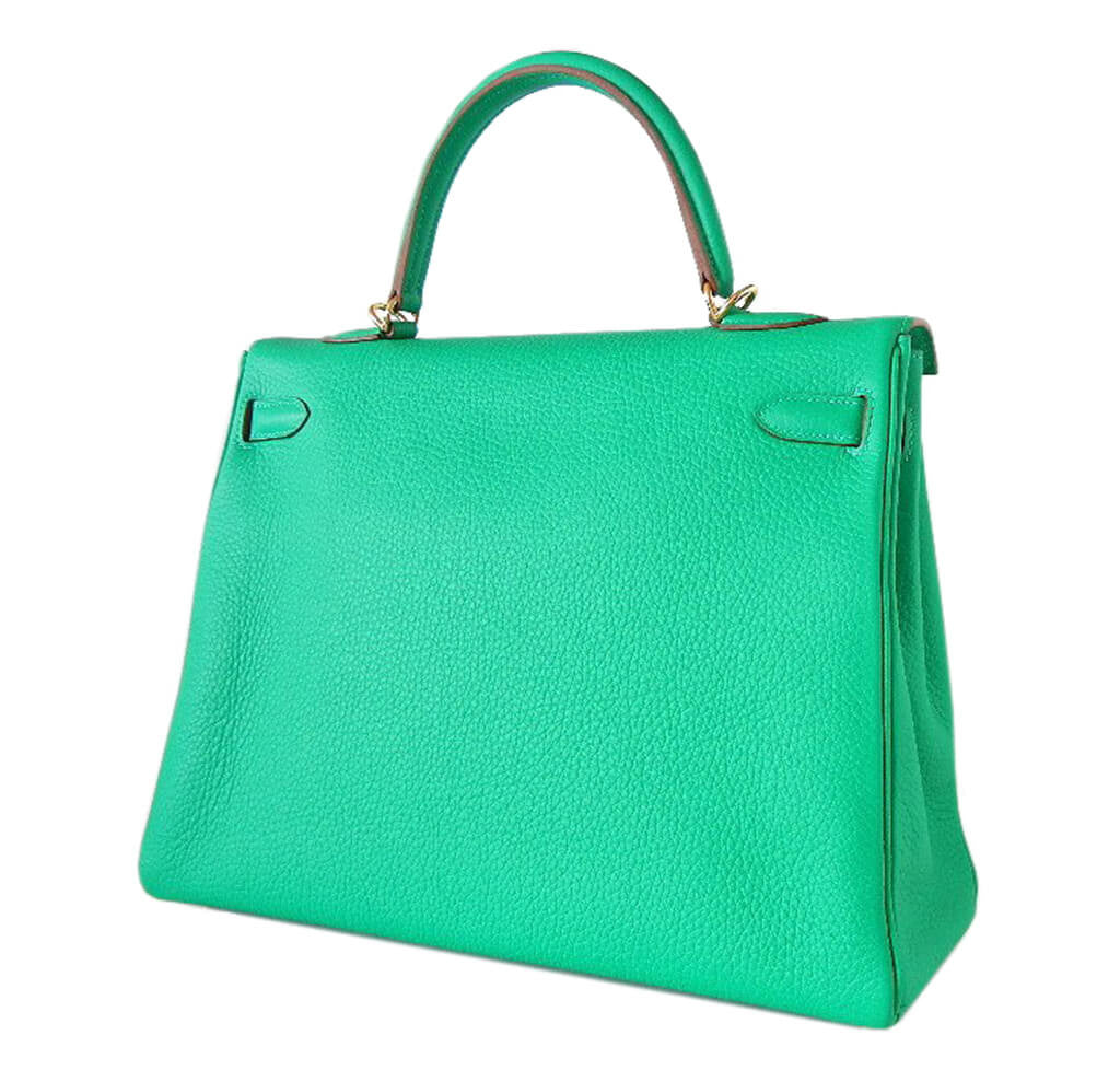 Hermès Clemence Kelly 35 Bag Menthe