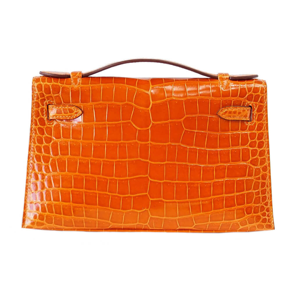 Hermès Kelly Pochette Bag Feu Porosus Crocodile