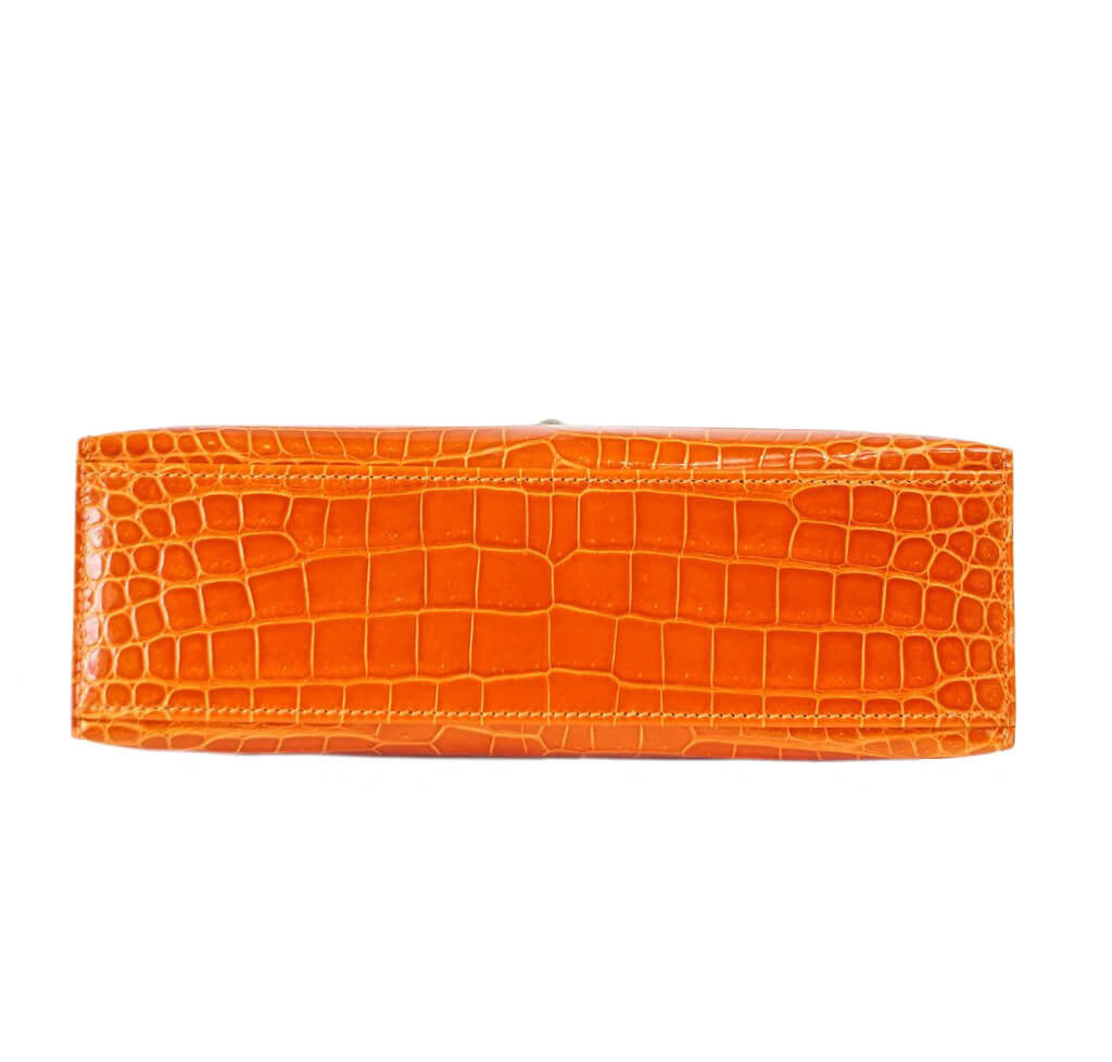 Hermès Kelly Pochette Bag Feu Porosus Crocodile