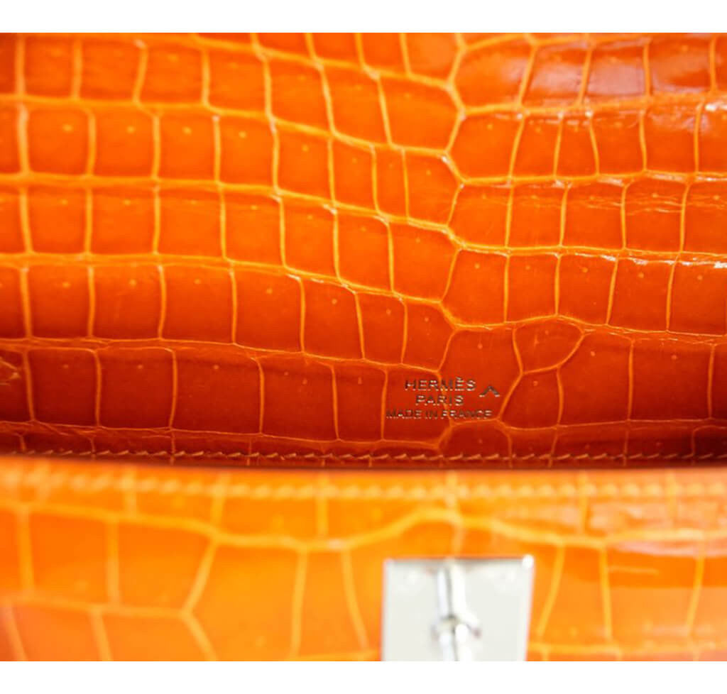 Hermès Kelly Pochette Bag Feu Porosus Crocodile