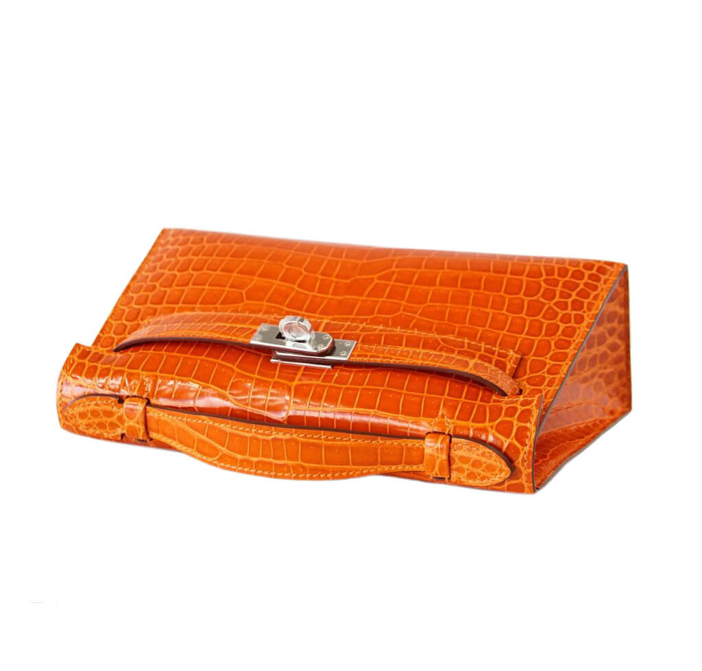 Hermès Kelly Pochette Bag Feu Porosus Crocodile