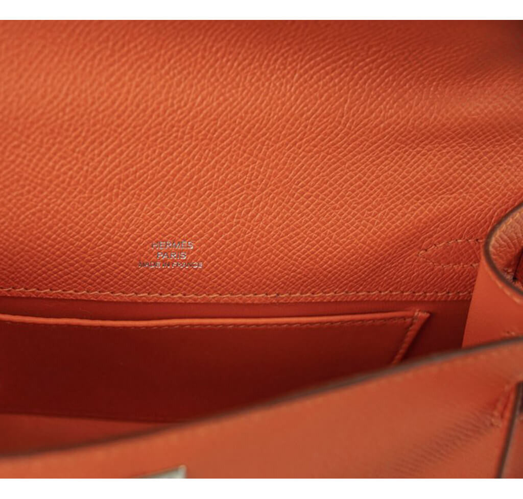 Hermès Kelly Pochette Feu Epsom Leather Bag