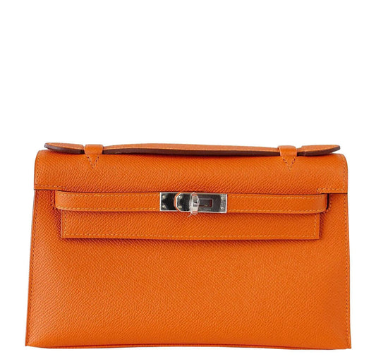 Hermès Kelly Pochette Feu Epsom Leather Bag