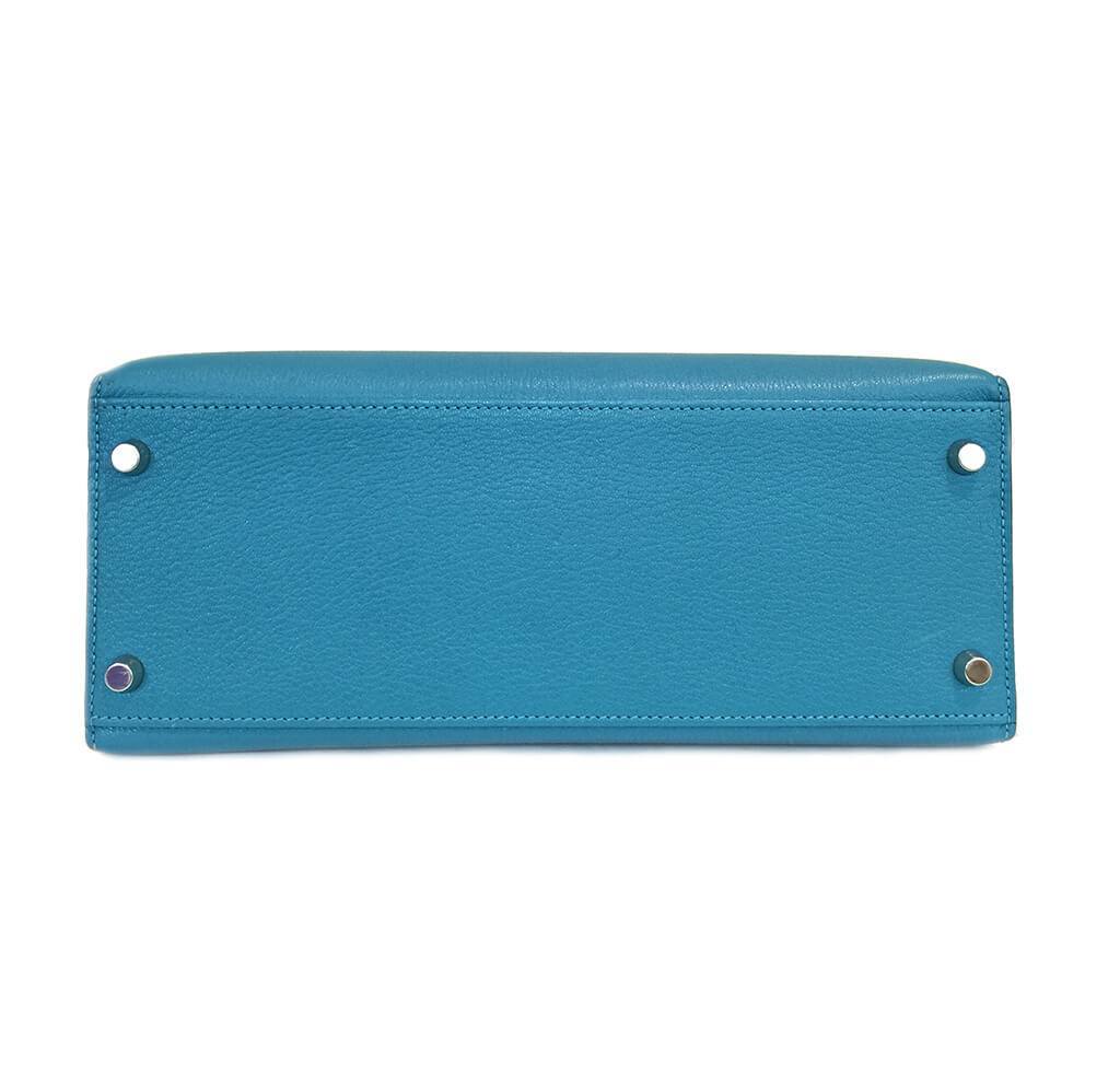 Hermès Kelly Sellier 28 Turquoise Bag PHW