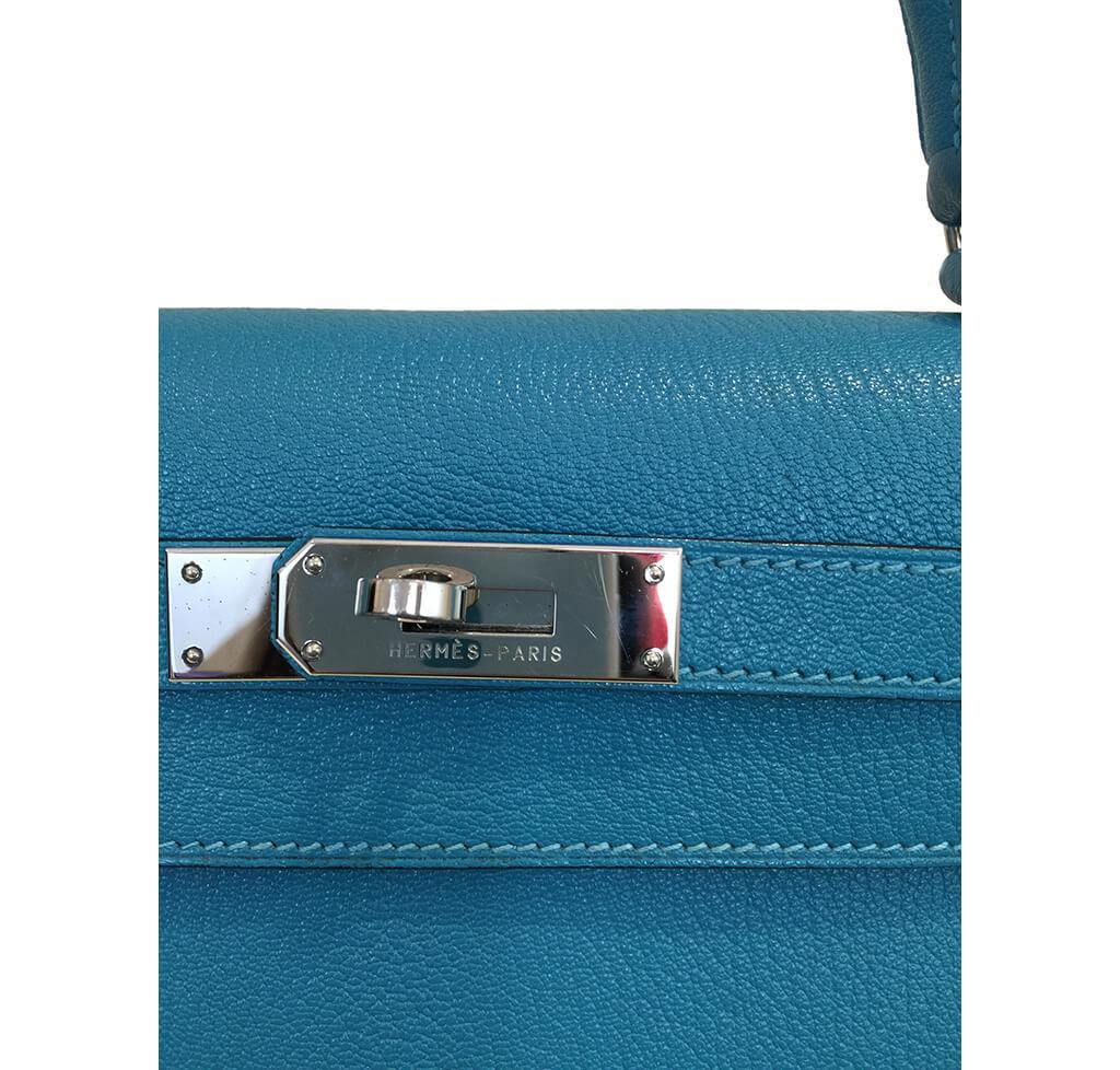 Hermès Kelly Sellier 28 Turquoise Bag PHW